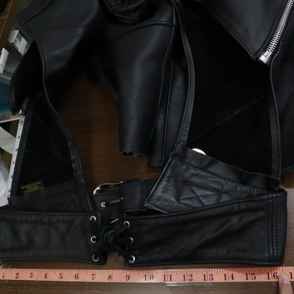 Harley Davidson Leather Motorcycle Chaps Men M Black Edgy Grunge Riding Alt Punk - Picture 15 of 16
